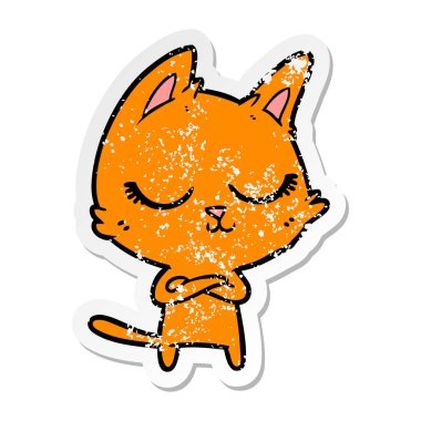 bir sakin karikatür kedi sıkıntılı etiket