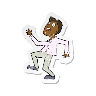 Panik bir çizgi film adamın Retro sıkıntılı etiket