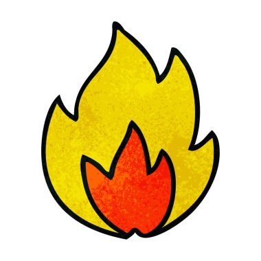 Retro grunge doku karikatür bir ateş