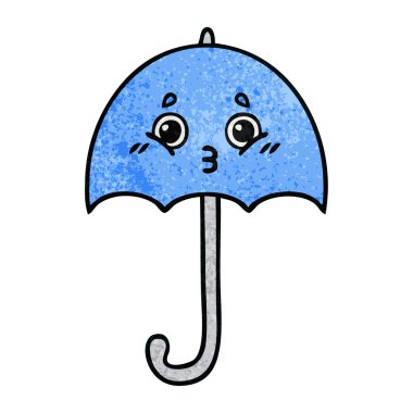 Retro grunge doku karikatür bir şemsiye