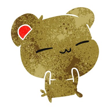 sevimli ayı serbest el çekilmiş retro çizgi film