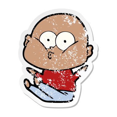 bakan bir karikatür kel adamın sıkıntılı etiket