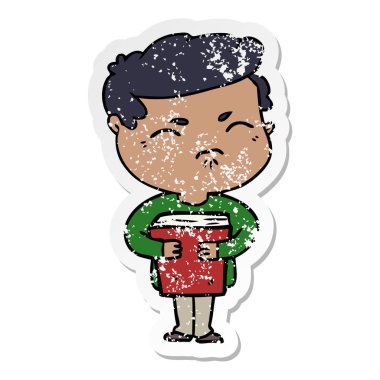 bir karikatür sıkıntılı etiket adam kitap ile rahatsız