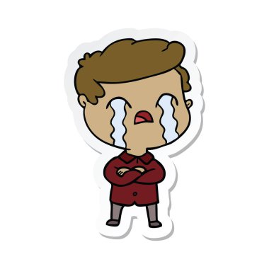 ağlayan bir çizgi film adamın etiket