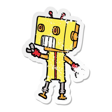 bir çizgi film robot sıkıntılı etiket