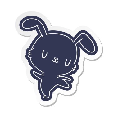 çizgi film etiketi kawaii şirin tüylü tavşan