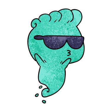 kawaii korkunç hayalet serbest el çekilmiş dokulu çizgi film