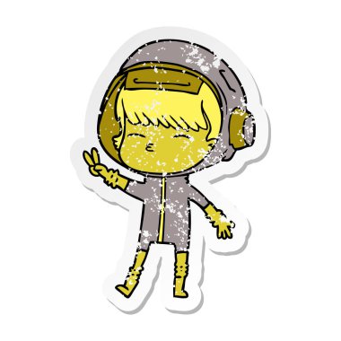 barış işareti yapmak bir çizgi film spacegirl sıkıntılı etiket