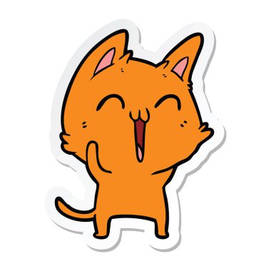 etiket bir mutlu karikatür kedi