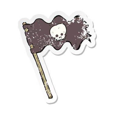 çizgi film korsan bayrağı Retro sıkıntılı etiket