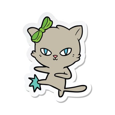 etiket bir sevimli çizgi kedi