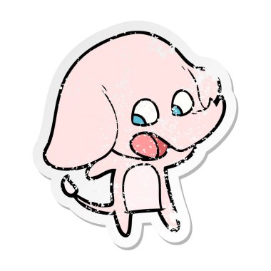 sevimli çizgi fil sıkıntılı etiket