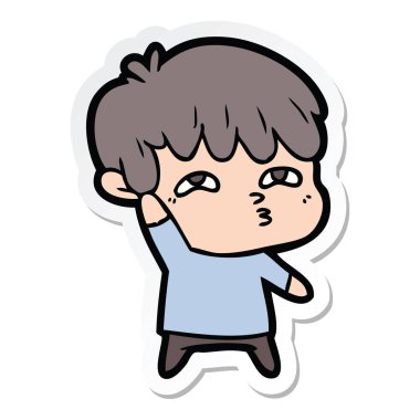 bir çizgi film meraklı adam etiketi