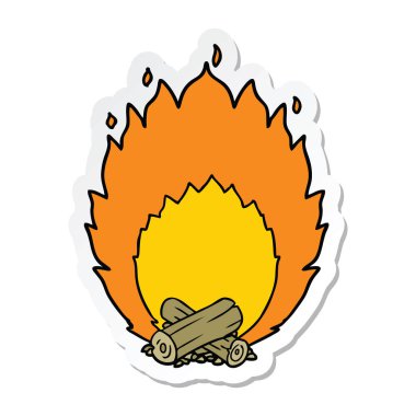 kamp ateşi yanan bir çizgi film etiketi