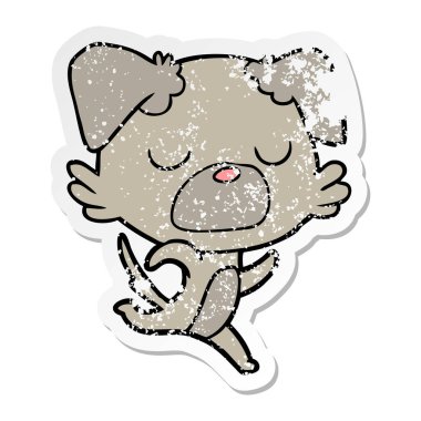 sıkıntılı etiket bir karikatür köpek