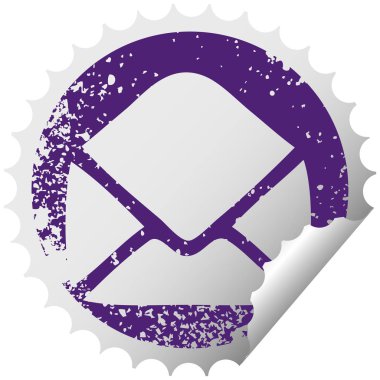 sıkıntılı dairesel peeling etiket sembolü bir kağıt zarf