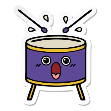 sevimli çizgi davul etiket