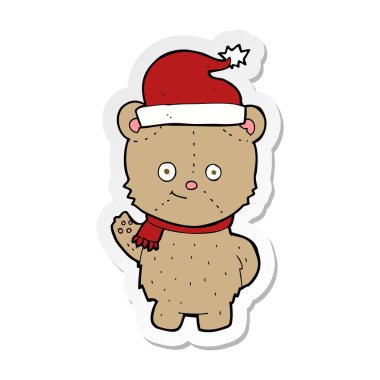 etiket bir karikatür Noel oyuncak ayı