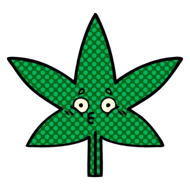 çizgi roman tarzı karikatür marihuana yaprağı