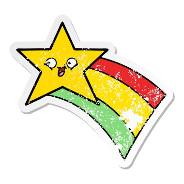 Gökkuşağı yıldız çekim bir sevimli çizgi sıkıntılı etiket