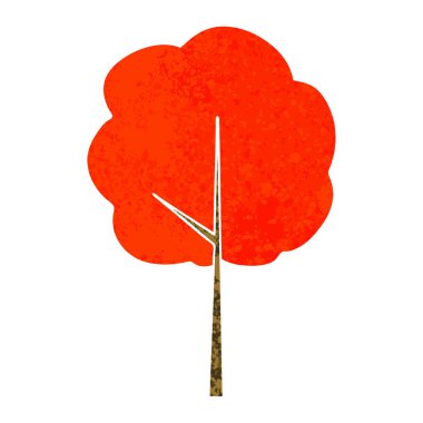 ilginç retro illüstrasyon tarzı çizgi film ağaç