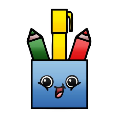 bir kalem tencere degrade gölgeli çizgi film