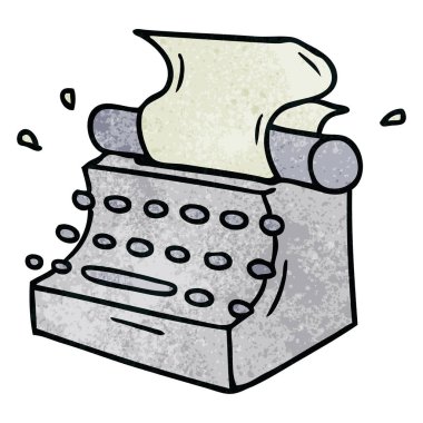 elle çizilmiş dokulu karikatür doodle eski okul daktilo