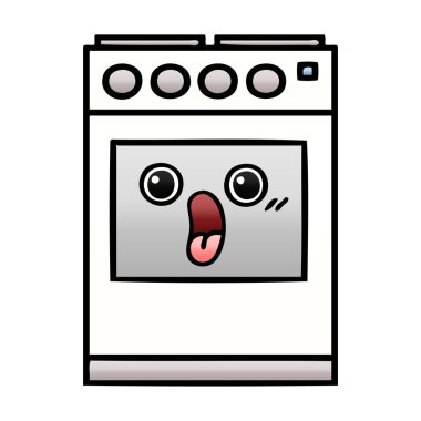 Degrade gölgeli karikatür bir mutfak fırın