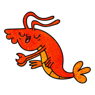 ilginç el çizilmiş karikatür mutlu karides