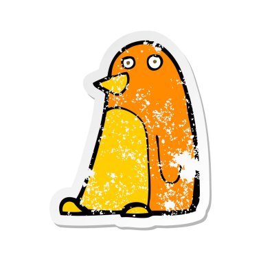 bir karikatür kuş Retro sıkıntılı etiket