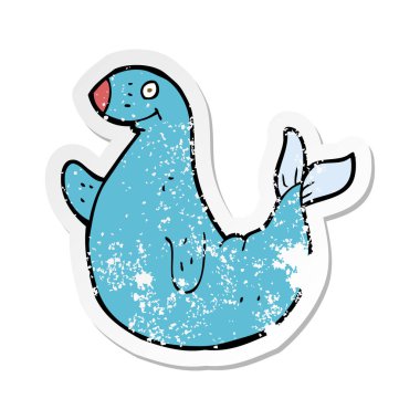 Retro sıkıntılı etiket, bir çizgi film mühür