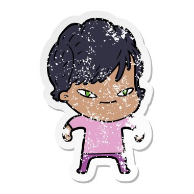 bir karikatür mutlu kadın sıkıntılı etiket