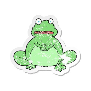 bir çizgi film kurbağa Retro sıkıntılı etiket