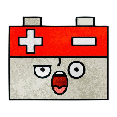 Retro grunge doku karikatür bir akü