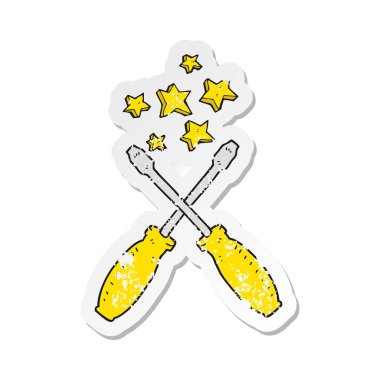 bir çizgi film Tornavidalar Retro sıkıntılı etiket