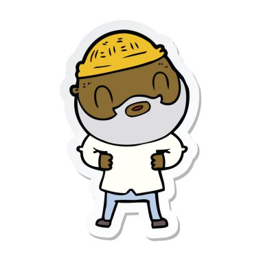 etiket bir karikatür sakallı adamın