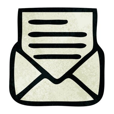 Retro grunge doku karikatür mektup ve zarf