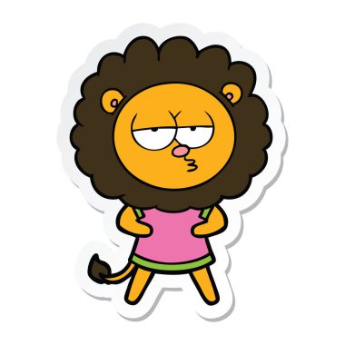 etiket karikatür sıkılmış aslan