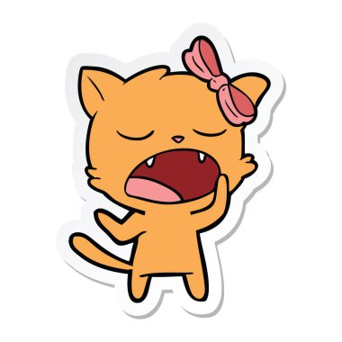 etiket bir karikatür esneme kedi