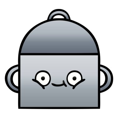 bir tencereye degrade gölgeli karikatür