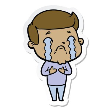 ağlayan bir çizgi film adamın etiket