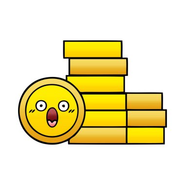 Degrade gölgeli karikatür bir sikke