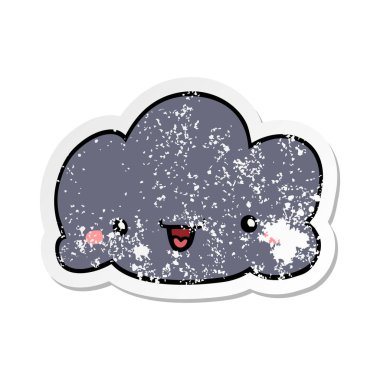 sevimli çizgi bulut sıkıntılı etiket