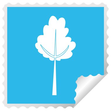 ilginç kare peeling etiket karikatür ağaç