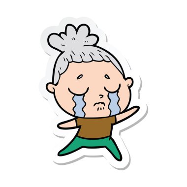etiket bir karikatür ağlayan kadın