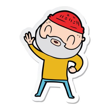 etiket bir karikatür sakallı adamın