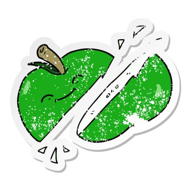 bir karikatür dilimlenmiş elma sıkıntılı etiket