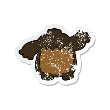 bir çizgi film siyah ayı vücudu Retro sıkıntılı etiket 