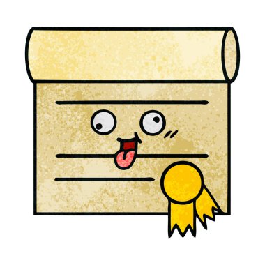 Retro grunge doku karikatür, bir sertifikanın