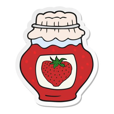 etiket, bir çizgi film kavanozu çilek reçeli